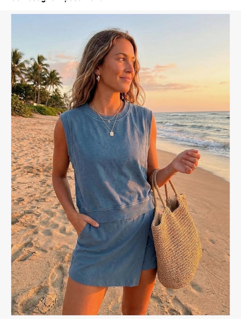 NWOT blue skort set with matching tank